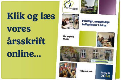 Billede af Frivilligcentrets seneste årsskrift med henvisning til at læse det online.