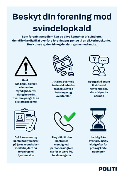 Beskyt din forening mod svindel - plakat fra Politiet