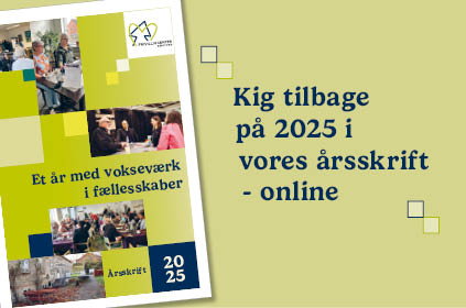 Billede af Frivilligcentrets seneste årsskrift med henvisning til at læse det online.